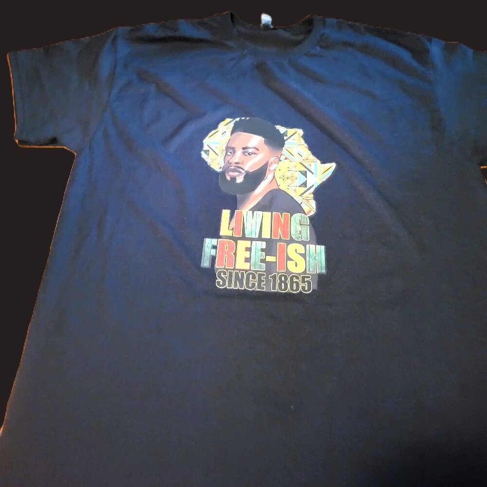Men's Juneteenth T-shirt with custom Rhinestone Letters on the back